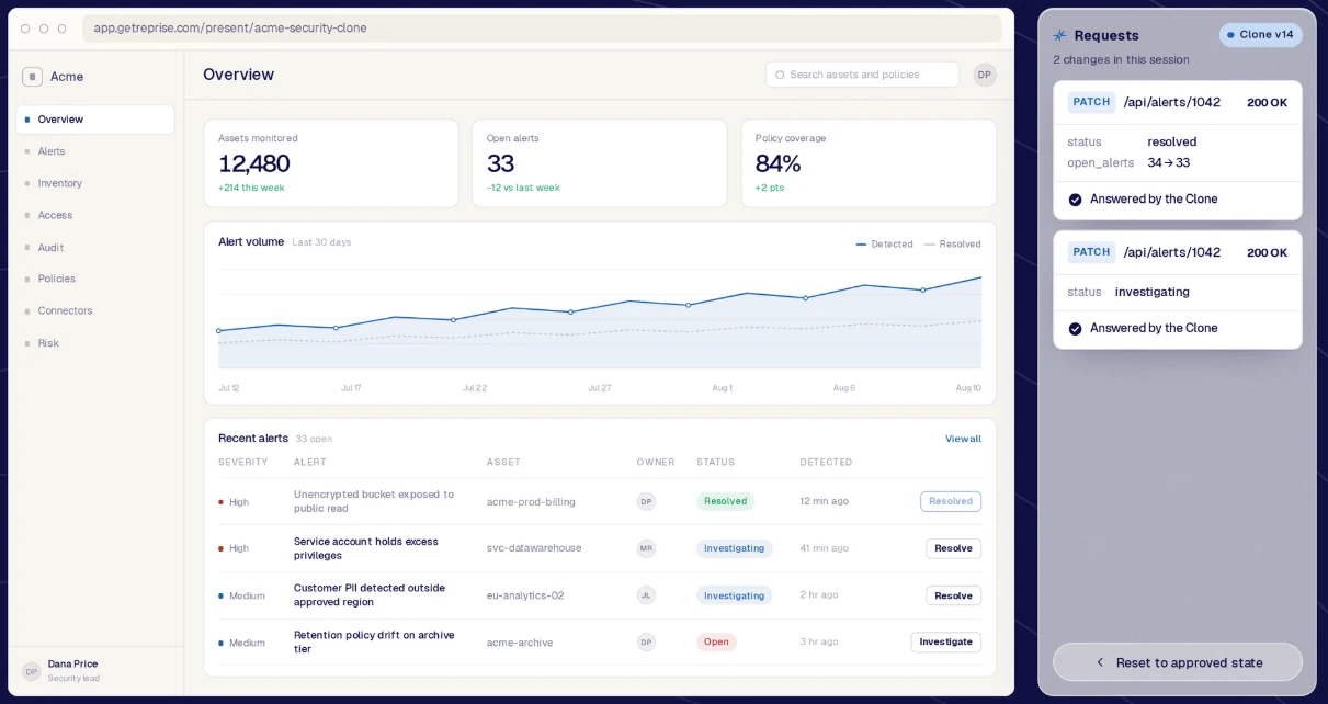 Reprise application clone interface