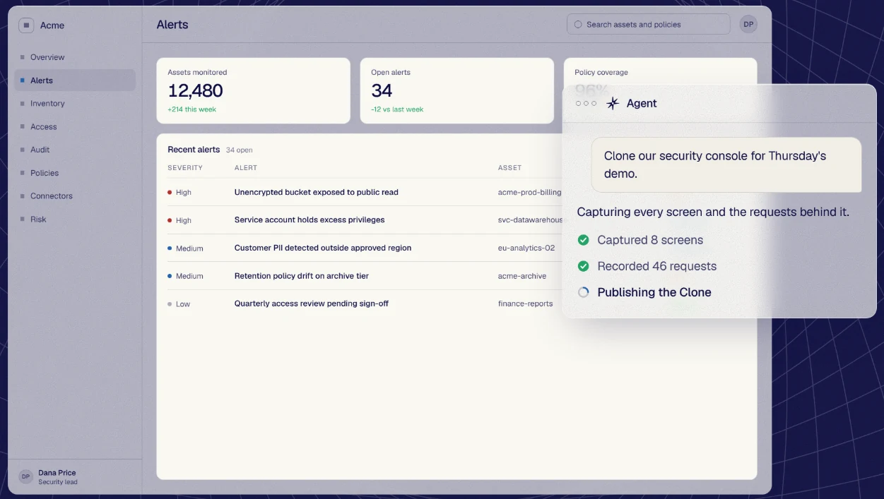 Reprise application demo interface