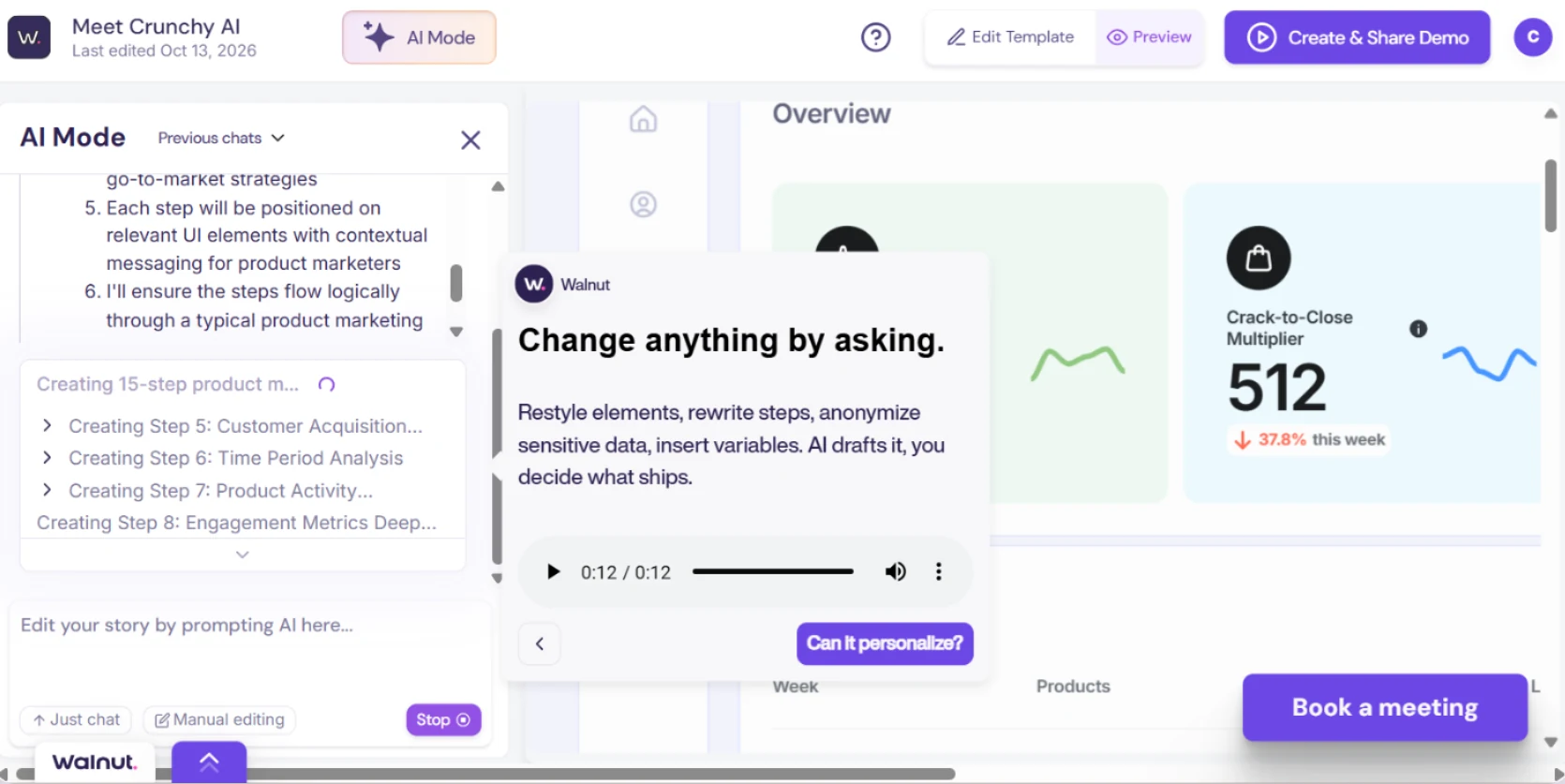 Walnut product demo interface