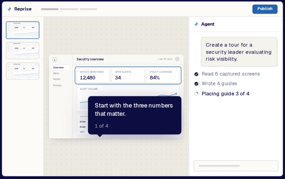 Reprise product capture and demo creation interface